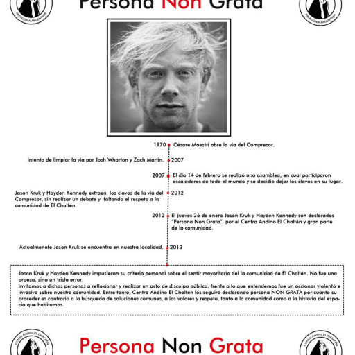 Infrator de ética de escalada volta à Patagônia e é recebido com cartazes de “Persona Non Grata”