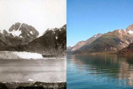 Fotos tiradas 100 anos depois mostra como os glaciares estão desaparecendo